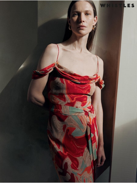 Whistles Red Marble Print Dress (E31704) | €128