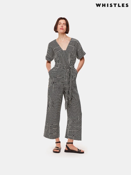 Whistles Black Angled Stripe Jumpsuit (E31715) | €79