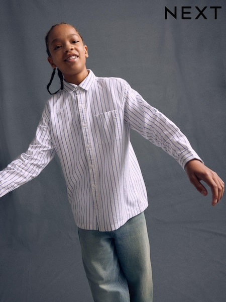 Stripe Relaxed Fit Long Sleeve Oxford Shirt (3-16yrs) (E31739) | €18 - €26