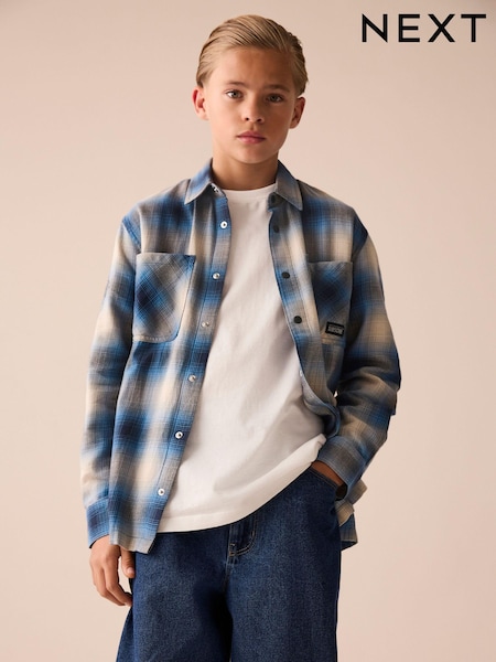 Cobalt Sininen Tilaa - 100% Cotton Long Sleeve Check Shirt (3-16yrs) (E31743) | €18 - €23