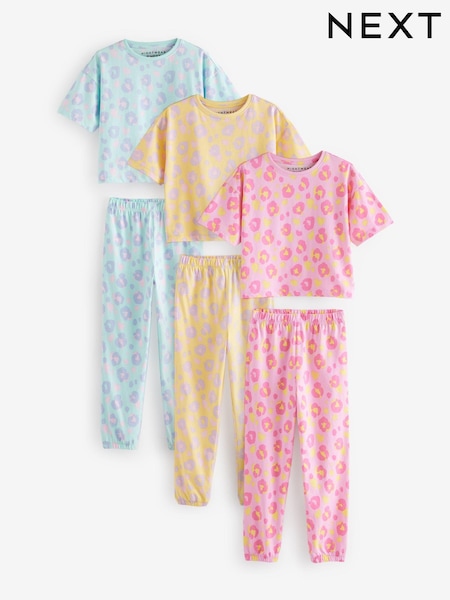 Amarillo/azul - Animal Print Joggers Pyjamas 3 Pack (3-16yrs) (E31745) | 37 € - 47 €