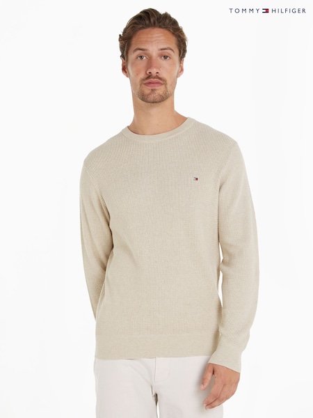 Cream - Tommy Hilfiger Refined Structure Crew Neck Sweater (E31859) | 573 LEI