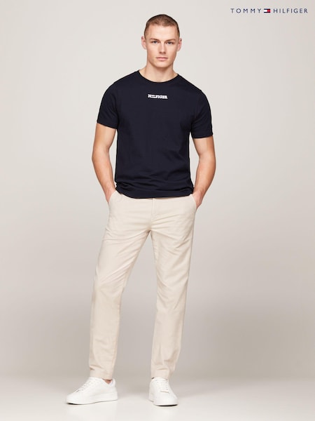 Albastru - Tricou din bumbac cu cusături 100% Tommy Hilfiger (E31867) | 196 LEI