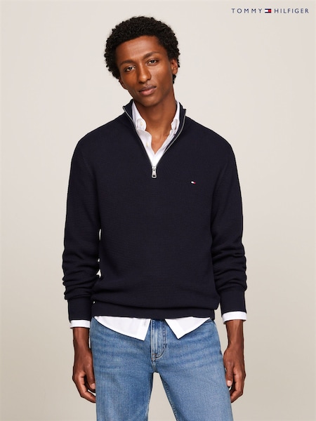 Tommy Hilfiger Blue Refined Structure Crew Neck Sweater (E31871) | AED378
