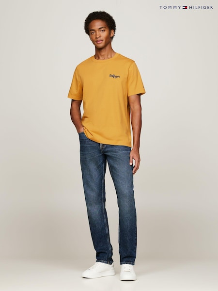 Tommy Hilfiger Yellow Chainstitch 100% Cotton T-Shirt (E31891) | AED131