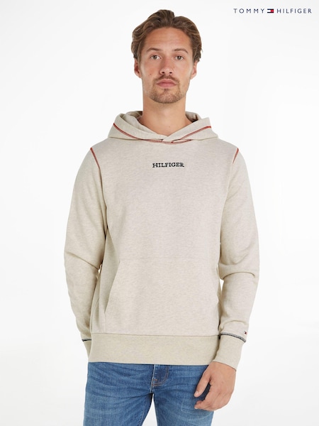 Alb - Tommy Hilfiger Monotype Stitching Hanorac cu glugă (E31901) | 585 LEI