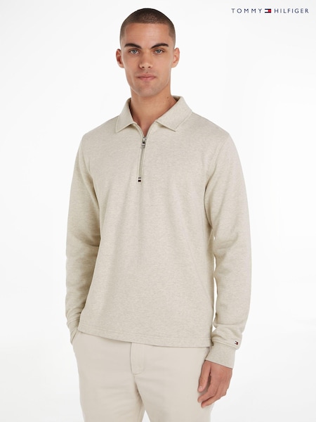 Tommy Hilfiger White Terry Half Zipped Sweatshirt (E31904) | AED349