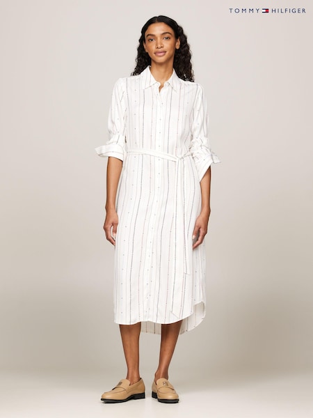 Tommy Hilfiger White Foulard Knee Length Shirt Dress (E31977) | €114