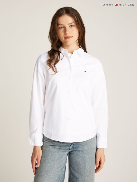 Tommy Hilfiger White Regular Fit Stretch Oxford Shirt (E31981) | €84
