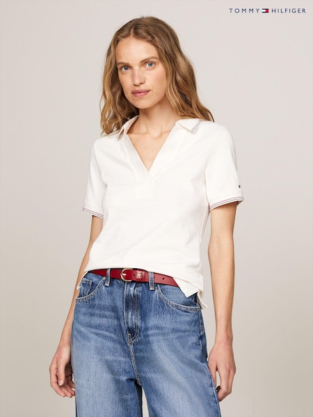 Tommy Hilfiger White Slim Fit Polo Shirt (E31982) | 210 QAR