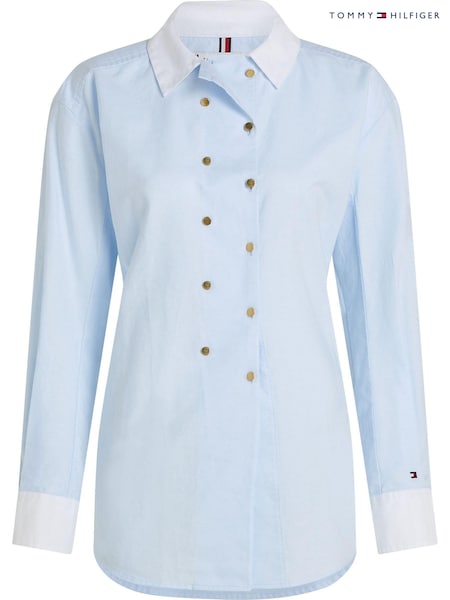 Tommy Hilfiger Blue Double Button 100% Cotton Waisted Shirt (E31992) | €89