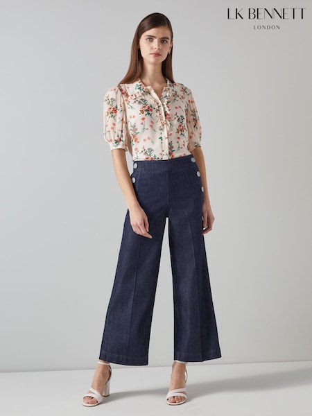 LK Bennett Nur Sailor Front Crop Trousers (E32010) | 664 LEI