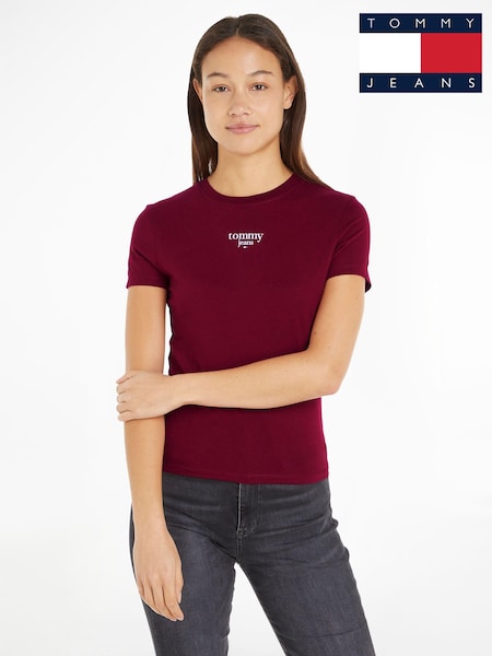Tommy Jeans Red Slim Fit Essential Logo T-Shirt (E32051) | €20