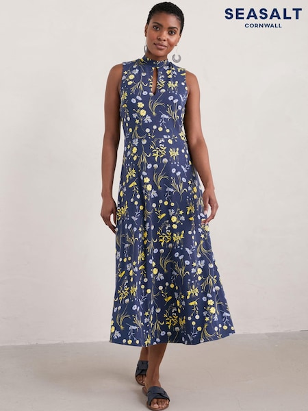Seasalt Cornwall Blue Silene Sleeveless Jersey Dress (E32169) | €46