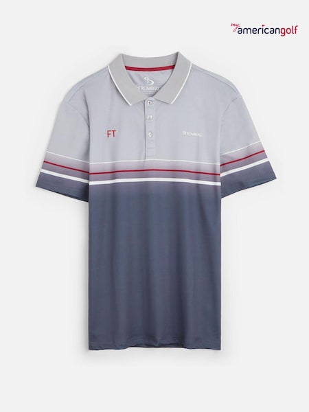My American Golf Mens Grey Personalised Stromberg Colour Block Polo Shirt (E32201) | €51