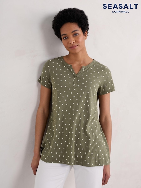 Seasalt Cornwall Green Risso Short Sleeve Top (E32250) | €25