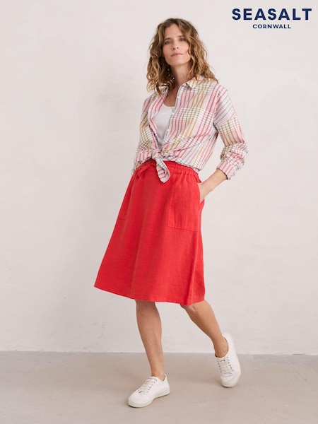 Seasalt Cornwall Red Pepper Moth 100% Linen Skirt (E32260) | €38