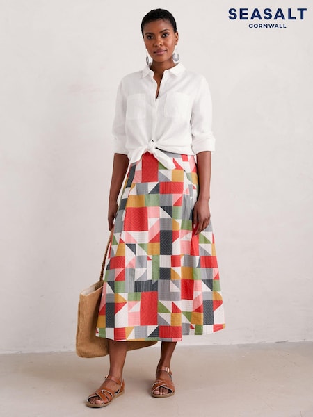 Seasalt Cornwall Multi Tall Multi Swallow Hill Printed A-Line Skirt (E32270) | €62