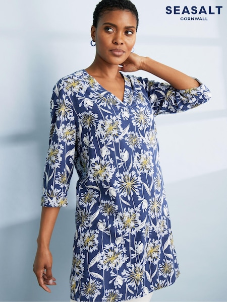 Seasalt Cornwall Blue Hayle Bar V-Neck Tunic (E32312) | €44.50