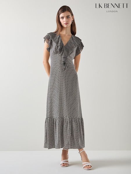 LK Bennett Polka Dot Daphne Pleated Dress (E32364) | €284