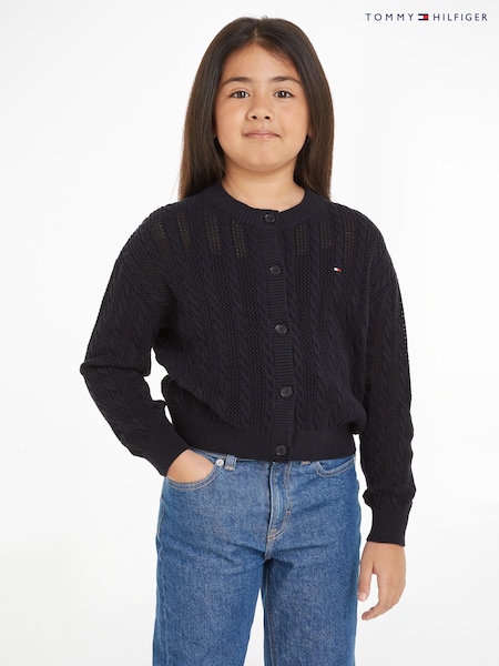 Tommy Hilfiger Blue Regular Fit Essential Cable Cardigan (E32394) | €60