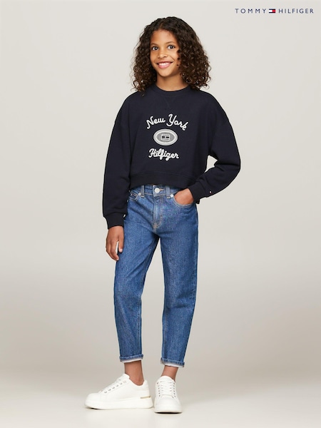 Tommy Hilfiger Blue NY Embroidered Crew Neck Sweatshirt (E32398) | AED189