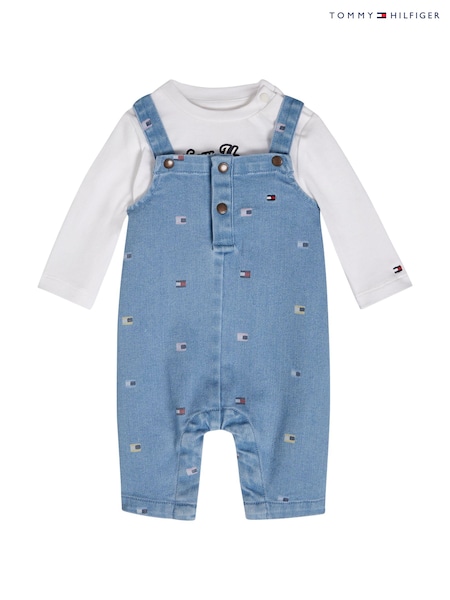 Tommy Hilfiger Blue Fun All-Over Print Dungarees (E32402) | €51