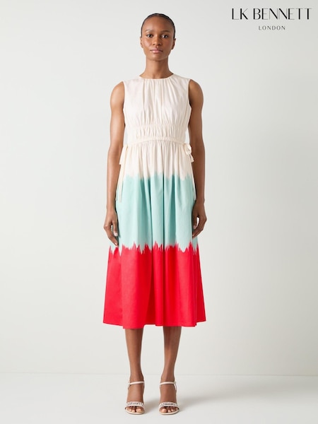 LK Bennett Viola Dip Dye 100% Cotton Dress (E32450) | 999 LEI