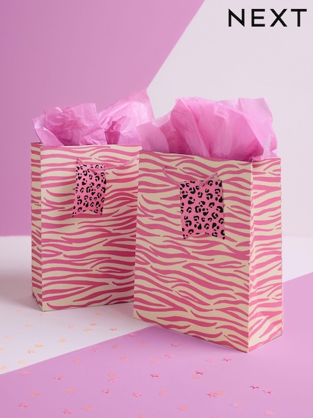 Set of 2 Zebra Print Medium Gift Bags (E32455) | 8 €