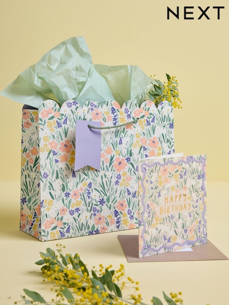 Medium Floral Print Gift Bag and Card Set (E32458) | ‏2 ر.ع.‏