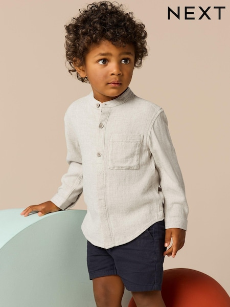Neutru Lenjerie de pat - Grandad Collar Lenjerie de pat Mix Shirt (3luni-7ani) (E32528) | 82 LEI - 97 LEI