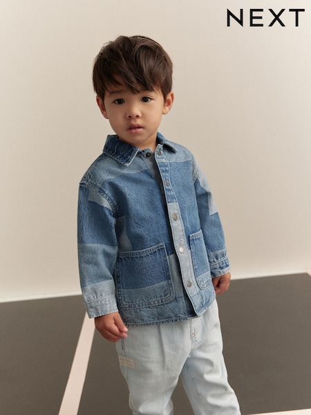 Albastru denim - Overshirt Denim Patchwork Shirt (3mths-7yrs) (E32590) | 134 LEI - 149 LEI