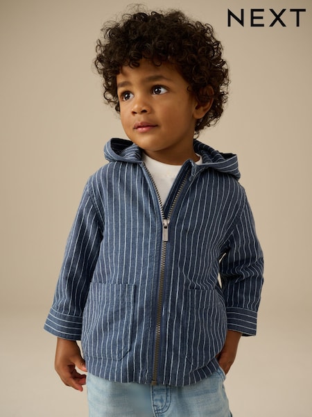 Blue Stripe Zip Through Hoodie (3mths-7yrs) (E32592) | SGD 34 - SGD 37