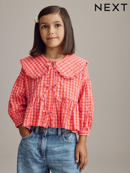 Red Gingham Check 100% Cotton Blouse (3-16yrs) (E32666) | 576 UAH - 782 UAH
