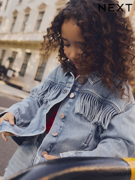 Blue Denim 100% Cotton Fringed Shacket (3-16yrs) (E32672) | BGN 80 - BGN 100