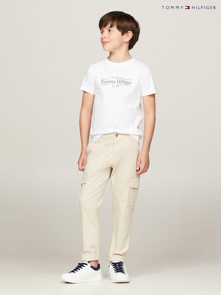 Tommy Hilfiger White Regular Fit Icon Print 100% Cotton T-Shirt (E32746) | €13 - €16