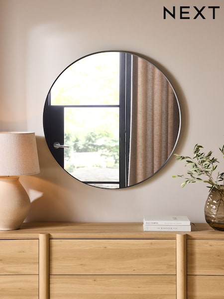Black Round 90cm Wall Mirror (E32779) | €132