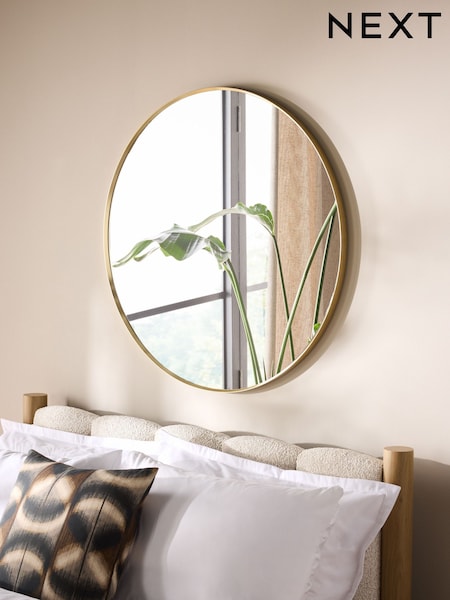 Gold Round 90cm Wall Mirror (E32780) | €132