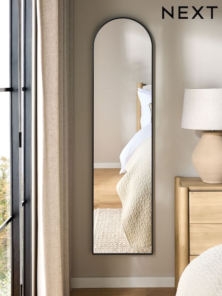 Black Slimline Arch Full Length Wall Mirror (E32785) | €132