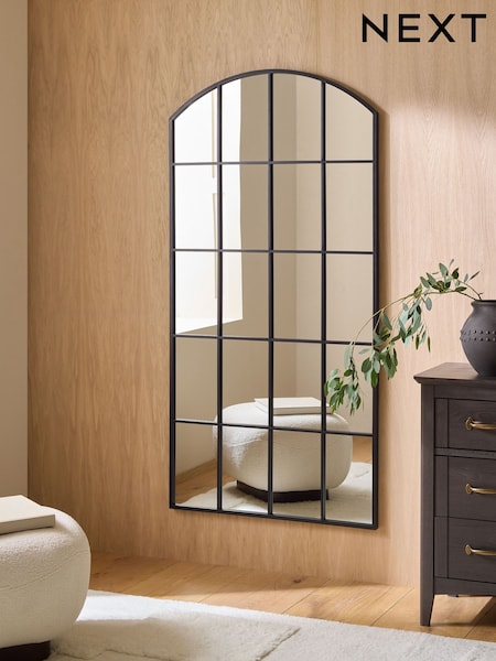 Black Arch Window Full Length Leaner Mirror (E32786) | €265