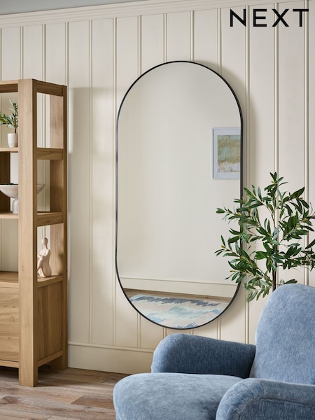 Black Wide Pill Full Length Wall Mirror (E32788) | €212