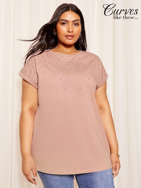 Curves Like These Stud Embellished T-Shirt (E32804) | 108 LEI