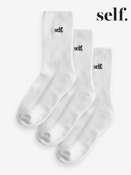 self. White Cushion Sole Lounge Ankle Socks 3 Pack (E32871) | €14