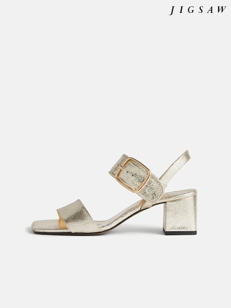 Jigsaw Gold Maybell Metallic Heeled Sandals (E32892) | €77