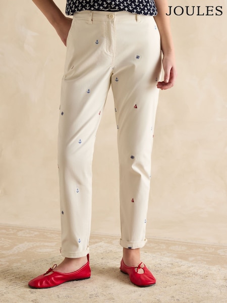 Crem cu broderie - Joules Slim Fit chino Pantaloni (E32946) | 484 LEI