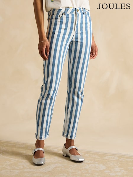 Joules Blue Stripe Straight Fit Mid Rise Jeans (E32950) | €91