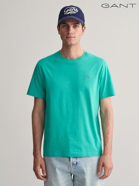 GANT Turquoise Regular-Fit Shield 100% Cotton T-Shirt (E33085) | 99 QAR