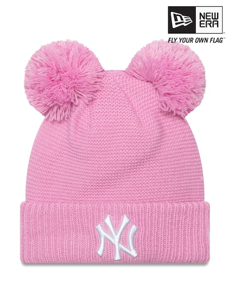 New Era Girls Pink New York Yankees Double Bobble Knit Beanie (E33127) | €15