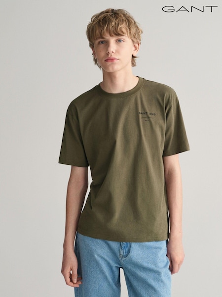 GANT Green Teens Script Graphic 100% Cotton T-Shirt (E33178) | €26