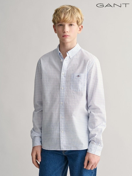 GANT Teens Shield Gingham Poplin 100% Cotton Shirt (E33188) | 271 LEI